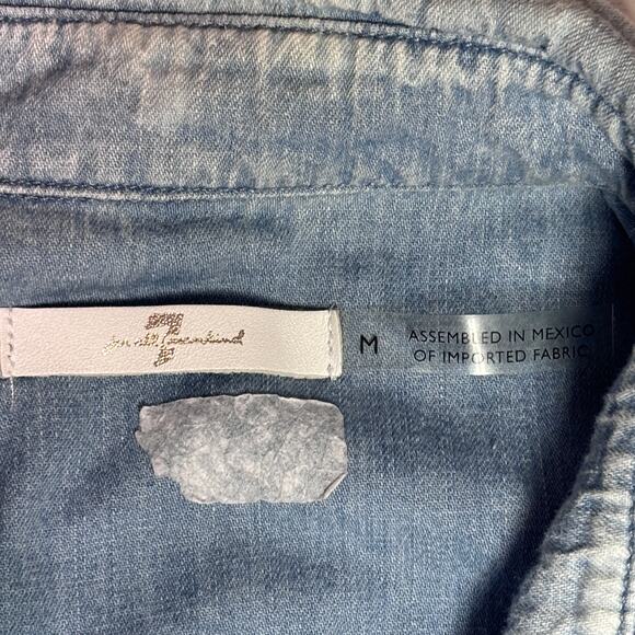 7 For All Mankind Shirt Dress Womens Medium Blue Denim Faded Washed Button Up - Picture 7 of 10